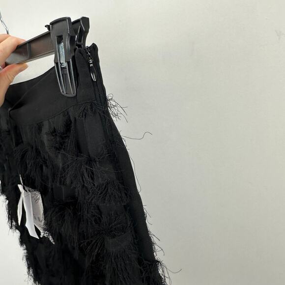 Marella Demien Mini Skirt Black Fringe High Waist Party Straight Pencil US 6 NWT - Picture 12 of 16